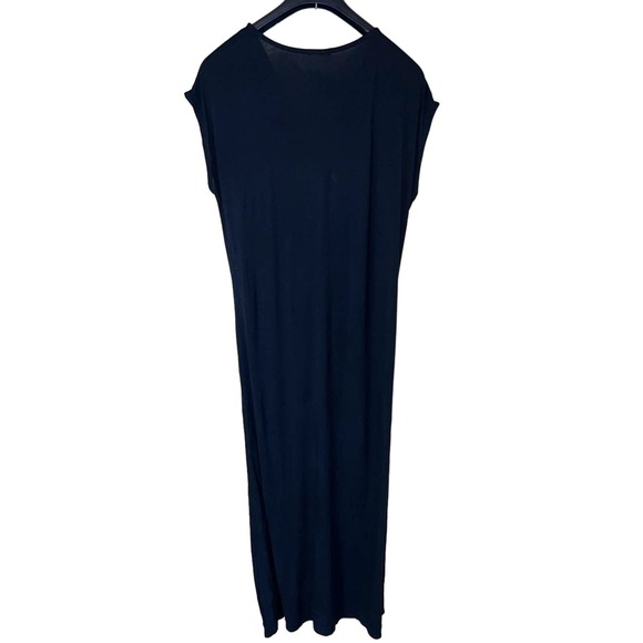 Twist Front Maxi DRESS Black Jersey Super Soft Knit Drape Flatters Chic Soul 2X - Picture 3 of 6